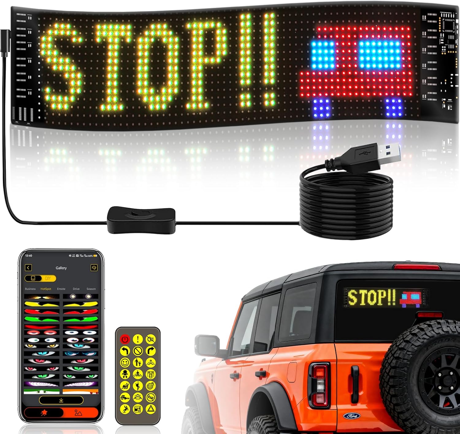 Car Led Light - Letrero LED para Auto, Panel de