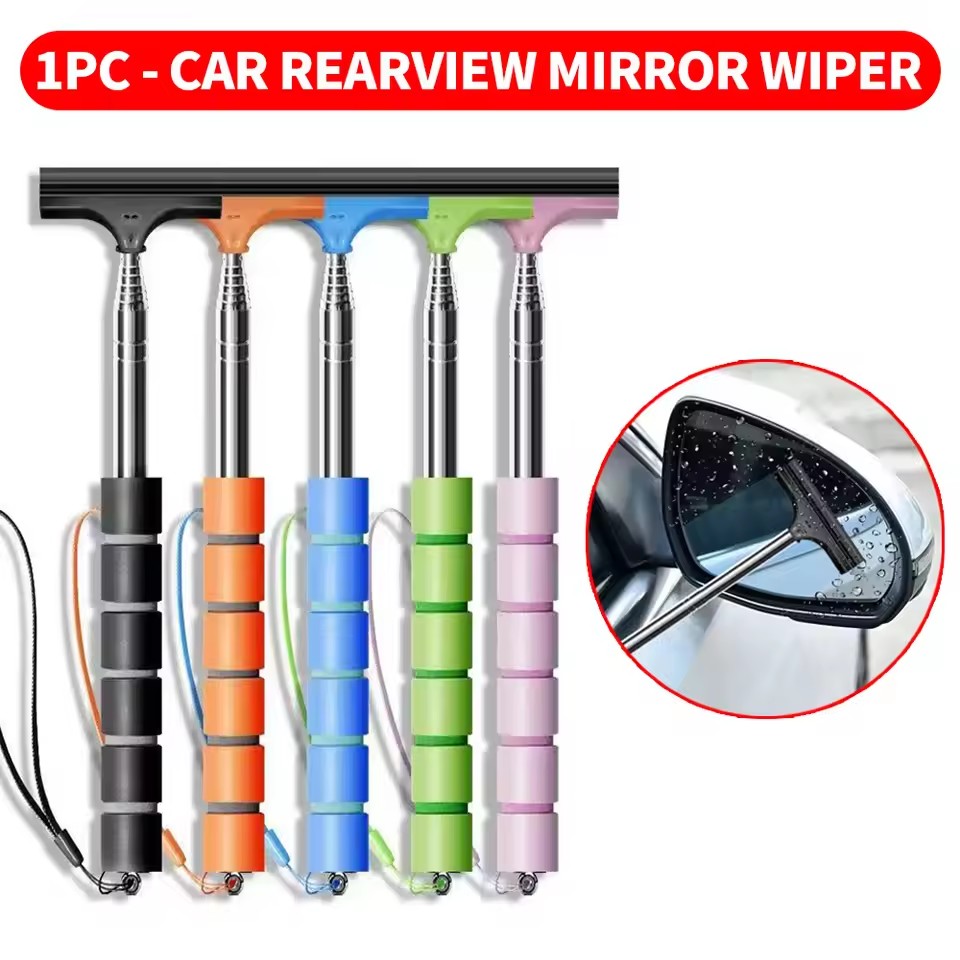 Car Mirror - Limpiaparabrisas retráctil portátil de goma para